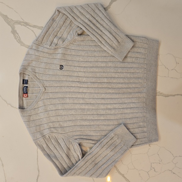 Chaps Mens V-Neck Cotton Knit Sweater Gray Size XL - Picture 1 of 8